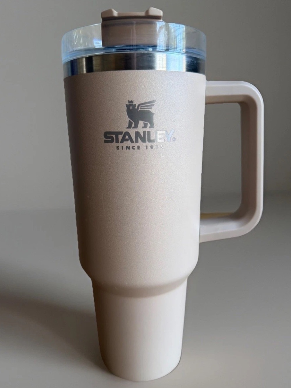 Stanley 40oz Tumbler with Handle & Lid Beige Tan Stainless Steel NO STRAW